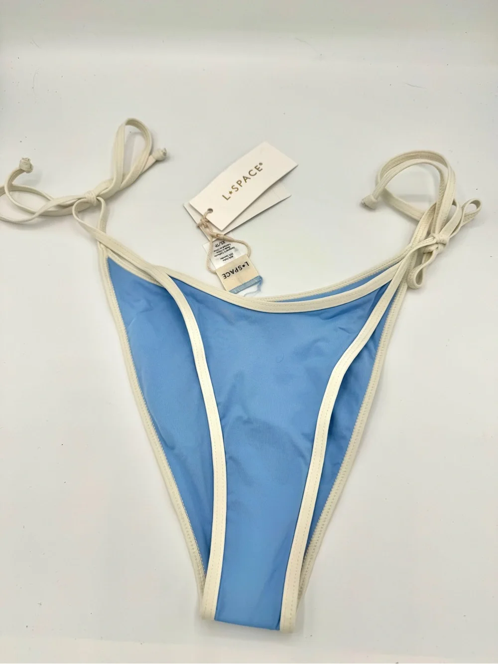 NWT L Space Levy Classic Swim Bottom in Aura Blue / Cream Bikini